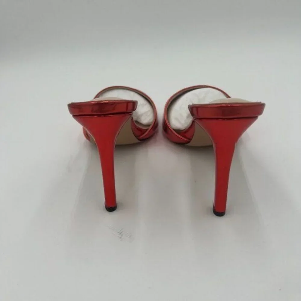 YDN Red Comfy High Heel Mules Slip on Clog Sandals Open Toe Dress Slide Shoes - Picture 5 of 6